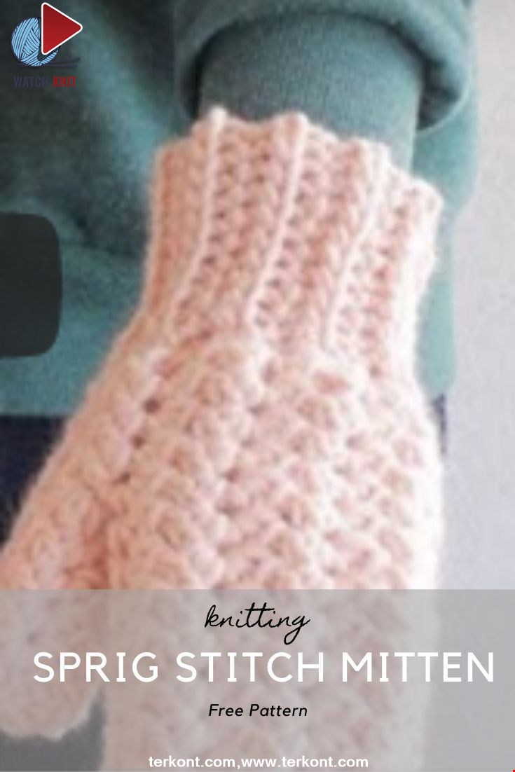The base row of the sprig stitch mitten