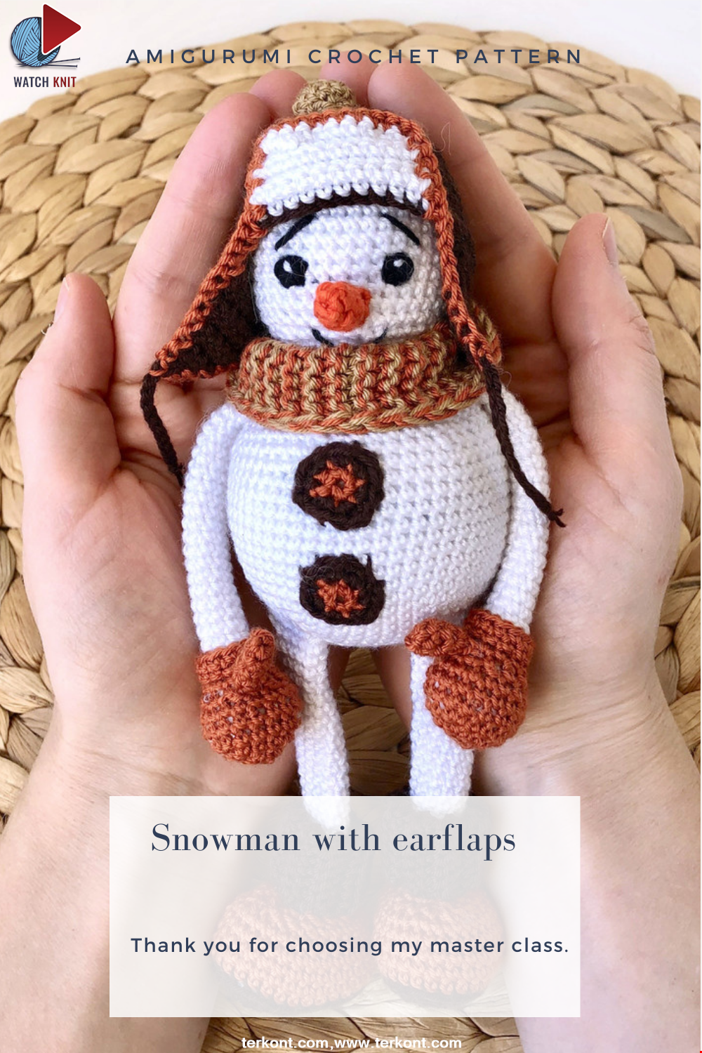 Snowman in a hat with earflaps