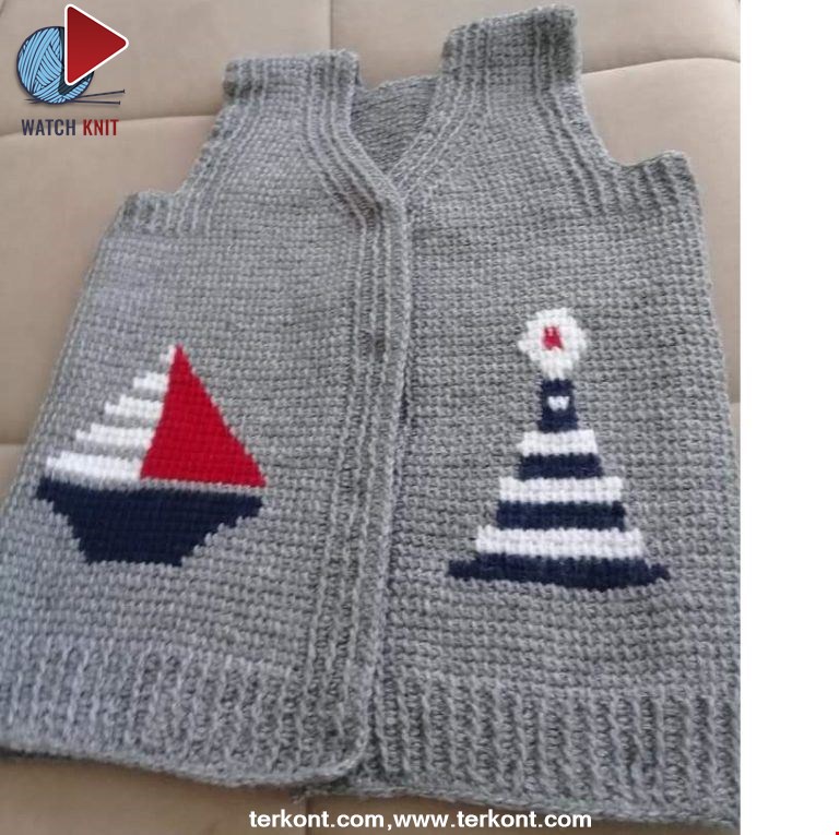 Tunisian Navy Sailor Vest Recipe. 4. 5 years old