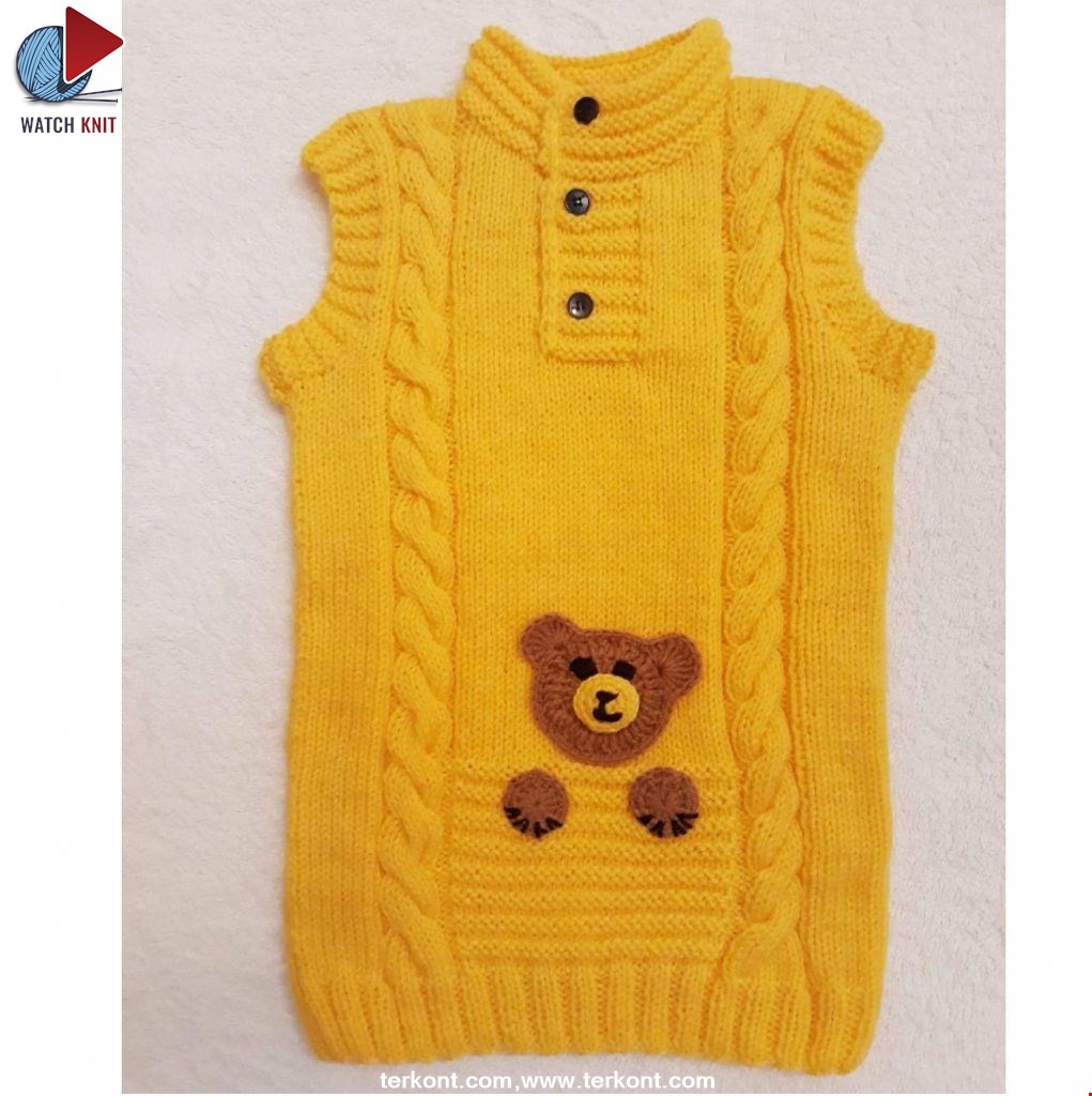 Twisted Patterned Teddy Bear Decorated Sweater Making. 2 .3 years