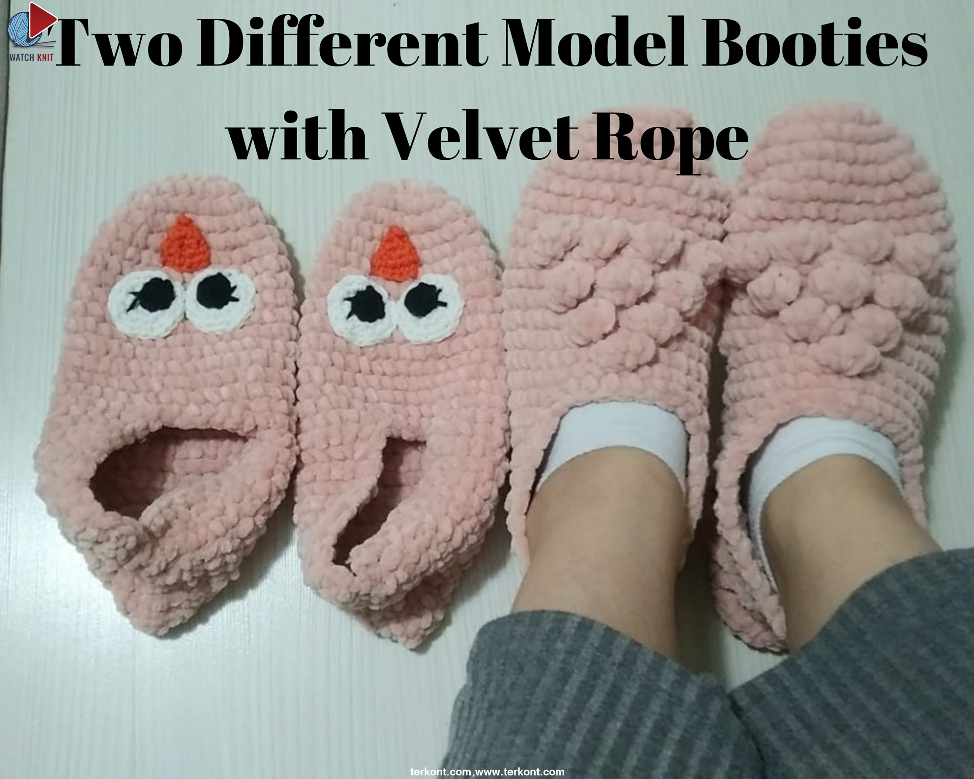 Making Two Different Model Booties with Velvet Rope and Its Recipe